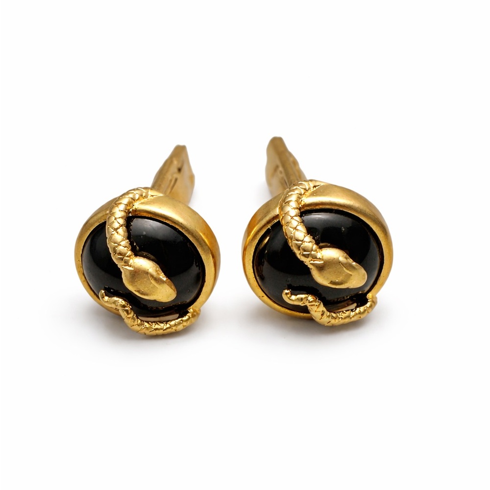 Smithsonian by Monet Gold and Black Snake Cuff Links
